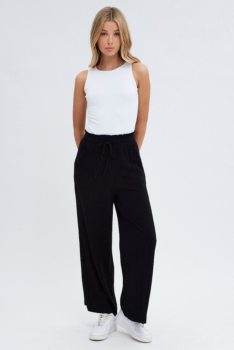 Black Wide Leg Pants High Rise for Ally Fashion