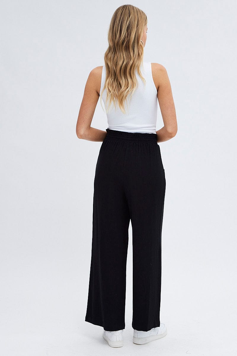 Black Wide Leg Pants High Rise for Ally Fashion