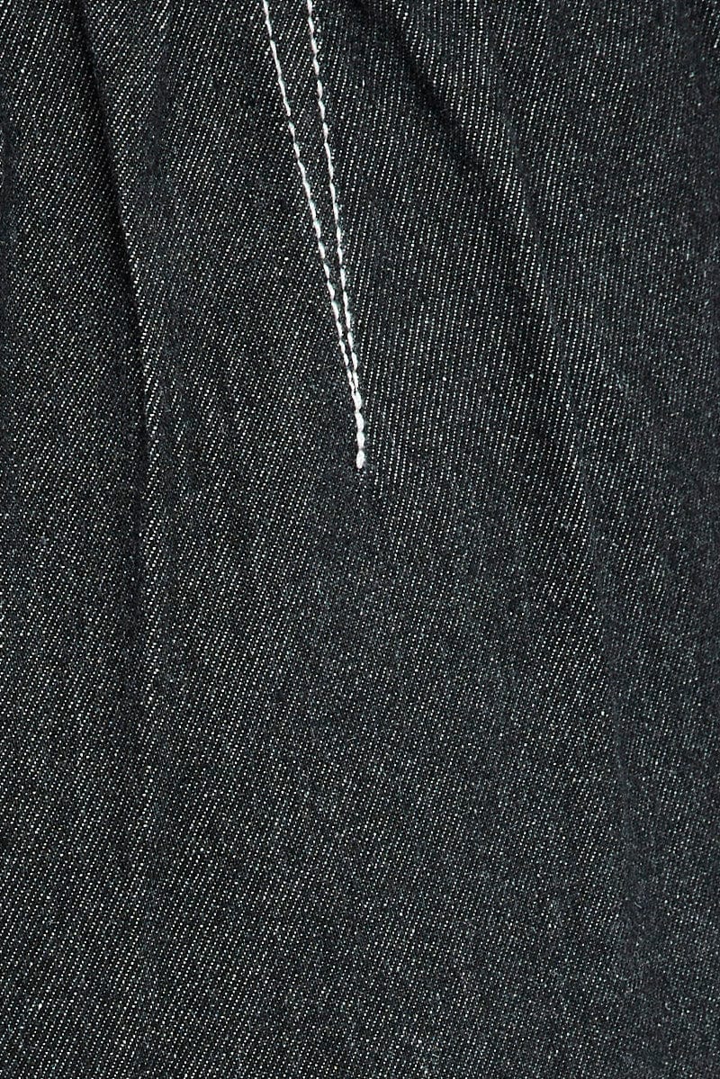 Black Parachute Denim Jean Elastic Waist for Ally Fashion