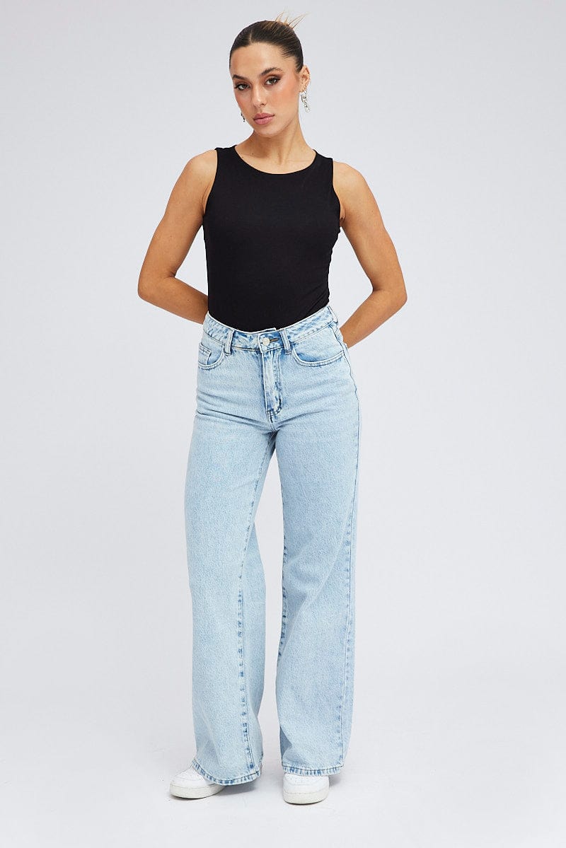 Denim Relaxed Wide Leg Jeans for Ally Fashion