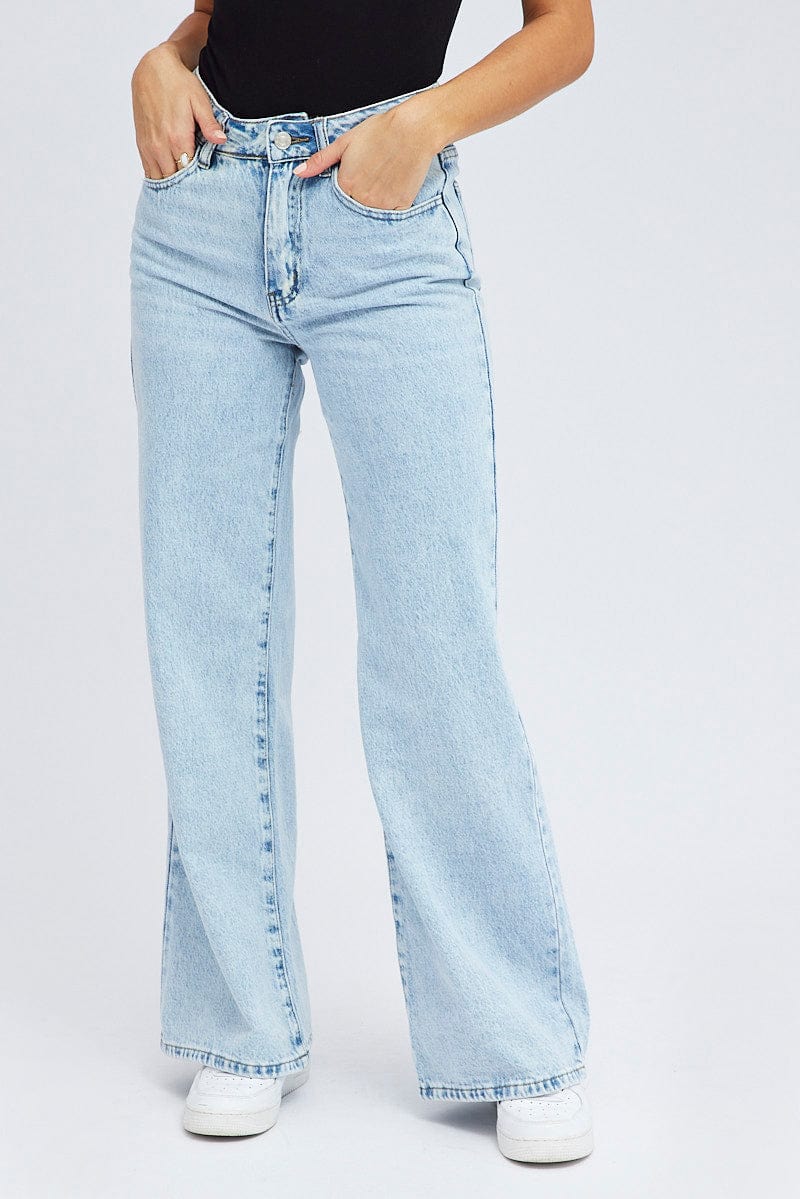 Denim Relaxed Wide Leg Jeans for Ally Fashion