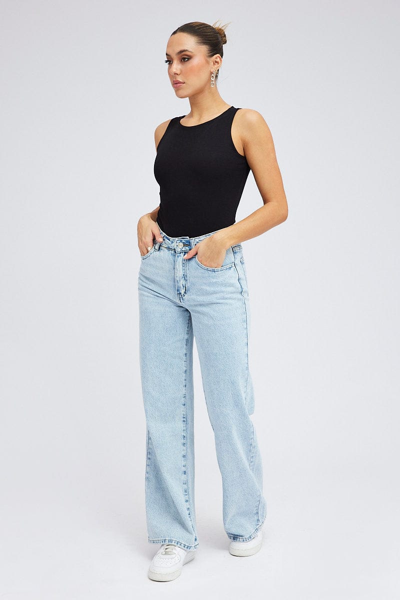 Denim Relaxed Wide Leg Jeans for Ally Fashion