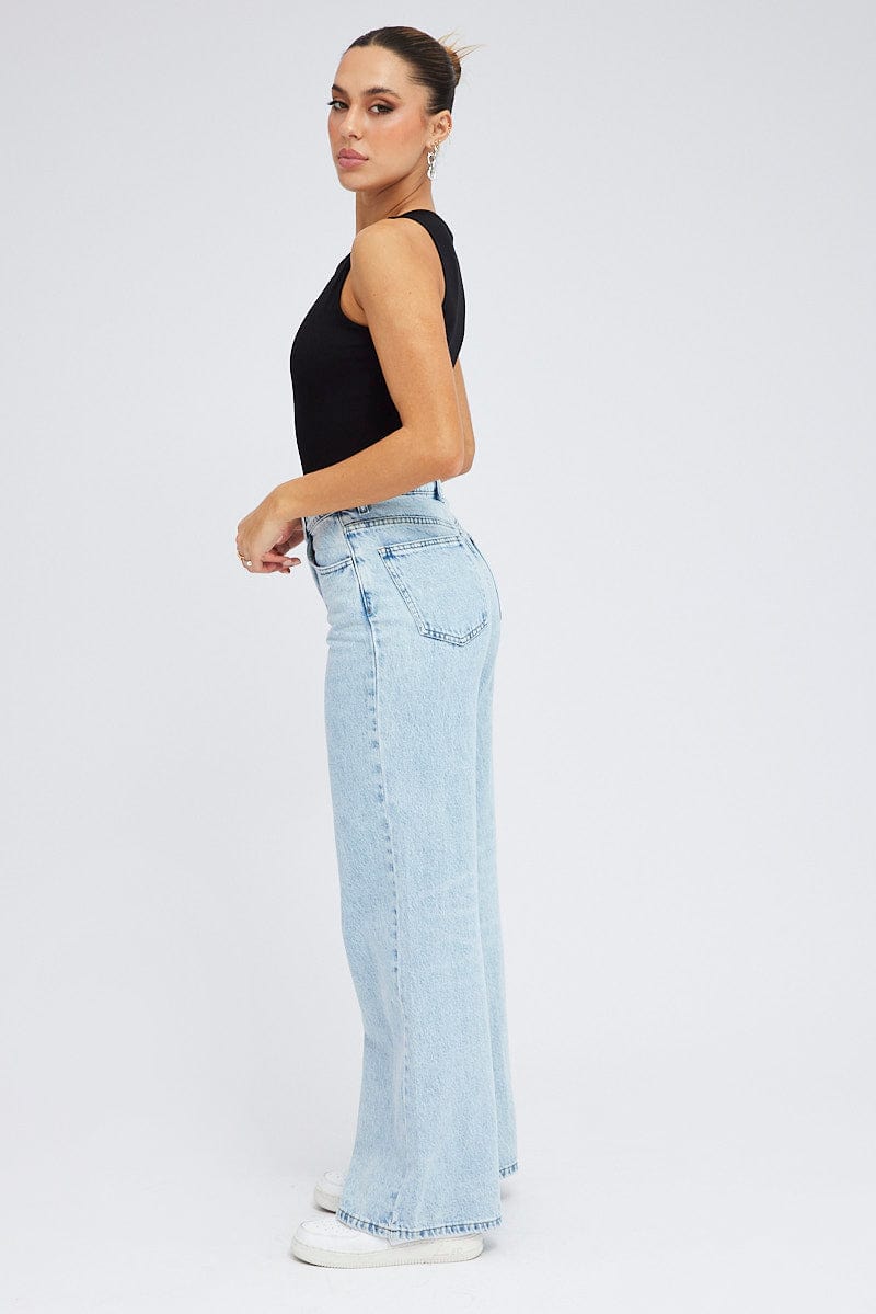 Denim Relaxed Wide Leg Jeans for Ally Fashion