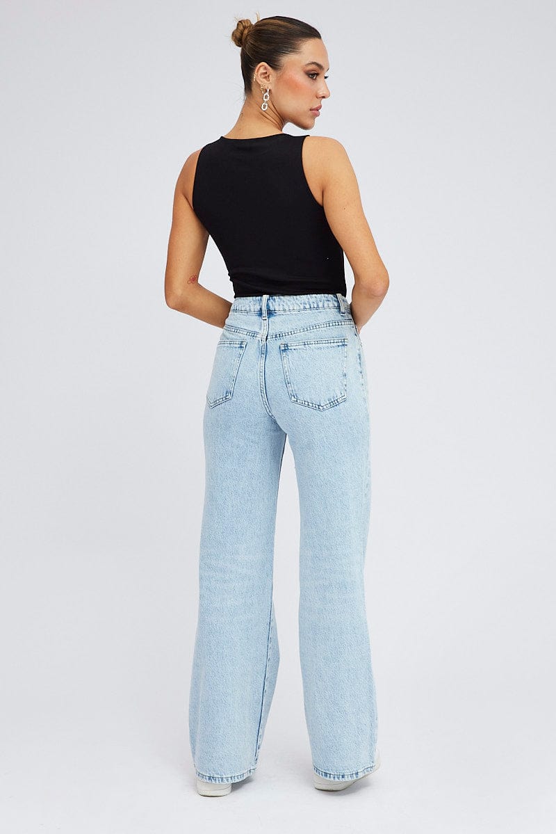 Denim Relaxed Wide Leg Jeans for Ally Fashion