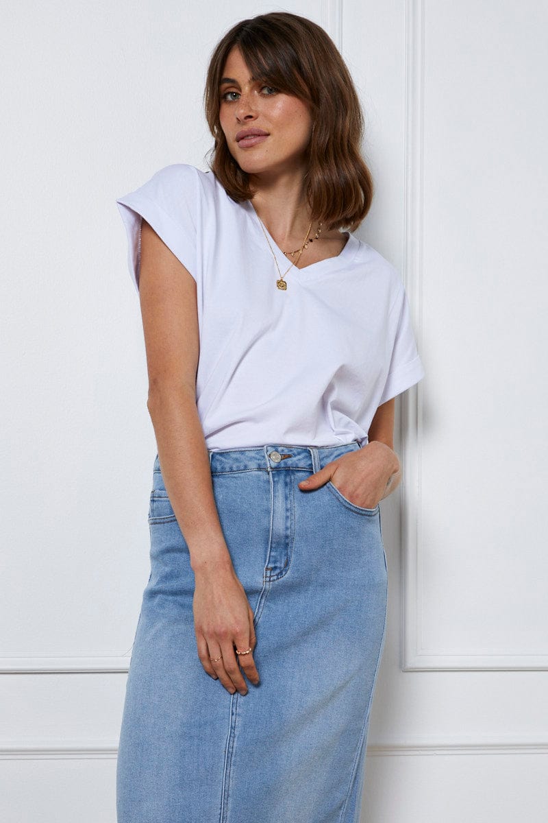 T-SHIRT White T Shirt Short Sleeve for Women by Ally